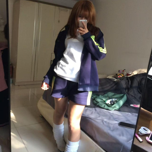 甜心monster原創指南星體操服新款拼接撞色圓領衛衣女寬松休閒