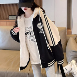 2025新款棒球服女春秋冬季加絨加厚寬松休閒初中高中學生衛衣外套