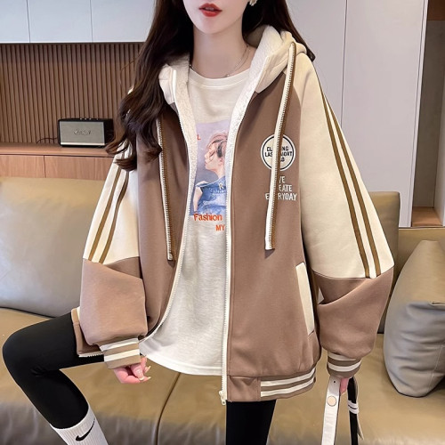 2025新款棒球服女春秋冬季加絨加厚寬松休閒初中高中學生衛衣外套