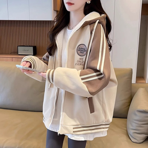 2025新款棒球服女春秋冬季加絨加厚寬松休閒初中高中學生衛衣外套