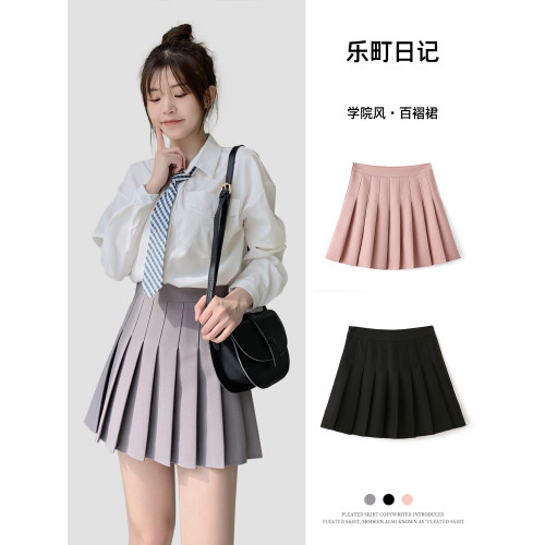 黑色百褶裙女夏灰色高腰a字2025新款春秋冬顯瘦小個子jk半身短裙