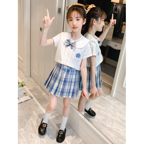 女童JK製服日系學生裝jk裙全套兒童夏裝短裙校服學院風短袖套裝夏