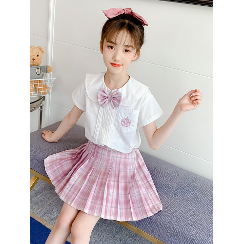 女童JK製服日系學生裝jk裙全套兒童夏裝短裙校服學院風短袖套裝夏
