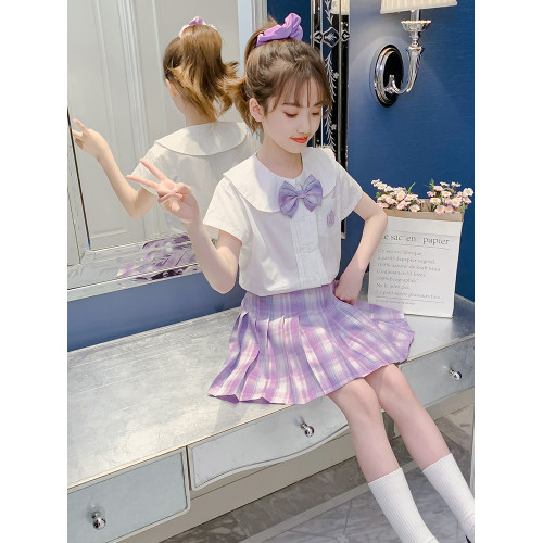 女童JK製服日系學生裝jk裙全套兒童夏裝短裙校服學院風短袖套裝夏