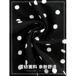 魚尾裙女夏季新款中長款復古港風包臀高腰長裙黑色波點雪紡半身裙