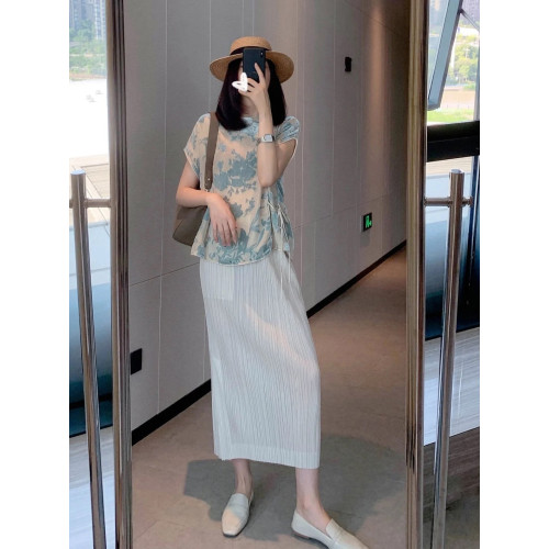三宅半身裙 褶皺裙春夏側邊開叉高腰顯瘦包臀百褶裙女中長款裙子