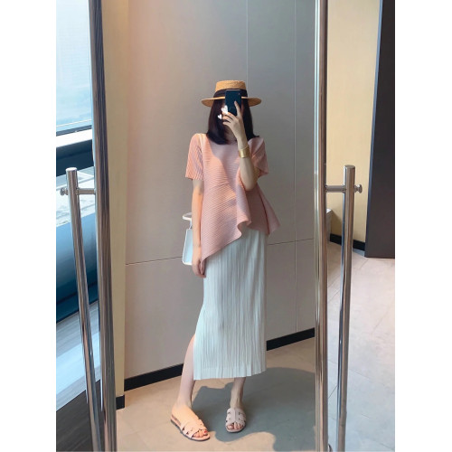 三宅半身裙 褶皺裙春夏側邊開叉高腰顯瘦包臀百褶裙女中長款裙子