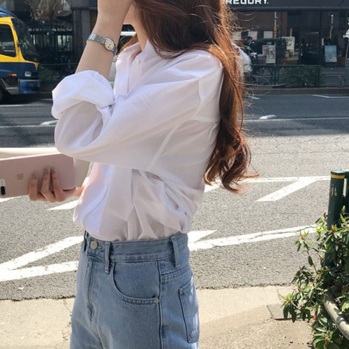 襯衫女韓版2025新款夏季白色純棉防曬長袖上衣設計感小衆洋氣襯衣