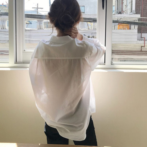 襯衫女韓版2025新款夏季白色純棉防曬長袖上衣設計感小衆洋氣襯衣