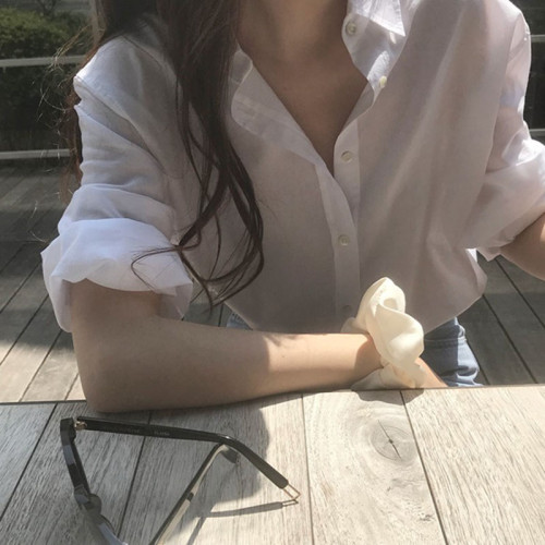 襯衫女韓版2025新款夏季白色純棉防曬長袖上衣設計感小衆洋氣襯衣