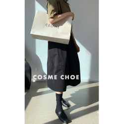 立體剪裁赫本風復古暗黑半身裙女25春夏新款高腰百搭中長a字繖裙