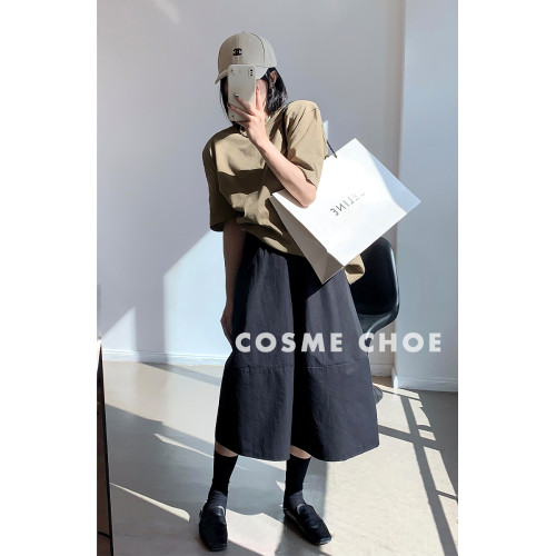 立體剪裁赫本風復古暗黑半身裙女25春夏新款高腰百搭中長a字繖裙