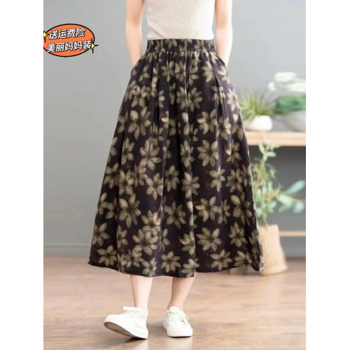 碎花棉麻半身裙女夏季時尚百搭顯瘦氣質長裙高腰松緊a字大擺裙子 碎花棉麻半身裙女夏季時尚百搭顯瘦氣質長裙高腰松緊a字大擺裙子