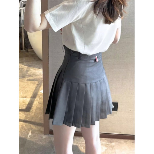 韓國2025新款春夏tb百褶裙女jk高腰顯瘦灰色學院風A字半身短裙子