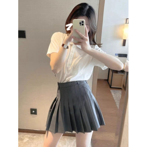韓國2025新款春夏tb百褶裙女jk高腰顯瘦灰色學院風A字半身短裙子