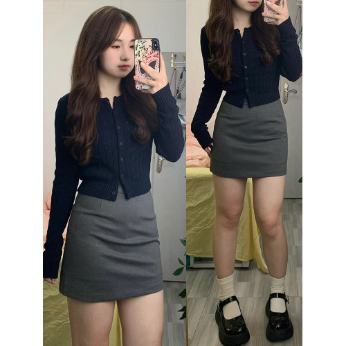 灰色性感包臀裙女夏季大碼緊身高腰顯瘦純欲辣妹OL短裙彈力一步裙