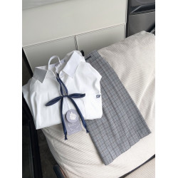 水濟中/夏季竹纖維清涼短袖jk襯衫女日系校供感短袖襯衣女學院風