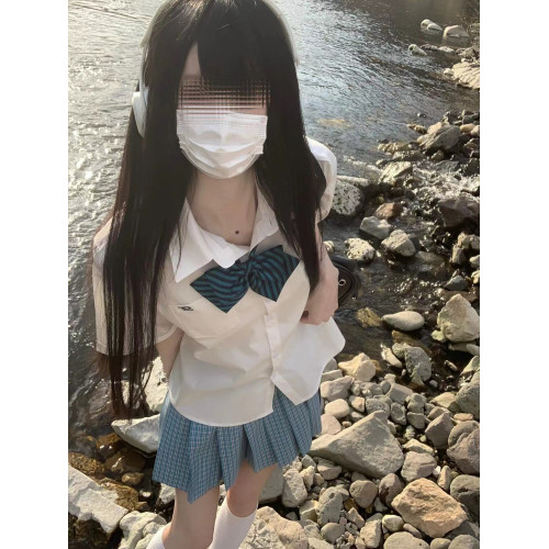 水濟中/夏季竹纖維清涼短袖jk襯衫女日系校供感短袖襯衣女學院風