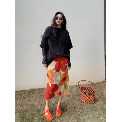 三宅半身裙 2025新款復古褶皺裙女夏腰顯瘦包裹裙開叉裙百褶裙子