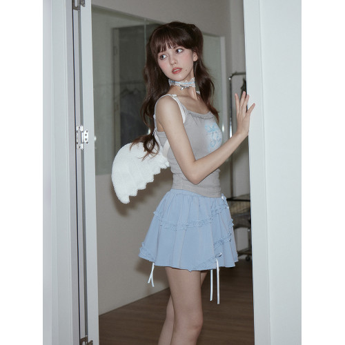 SagiDolls少女鬭志MIU家嬰兒藍浪漫純欲可愛雙腰蝴蝶結短裙顯高夏