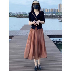 春夏動感哥弟桑蠶絲a字半身裙女遮胯顯瘦中長款休閒百搭仙女裙子
