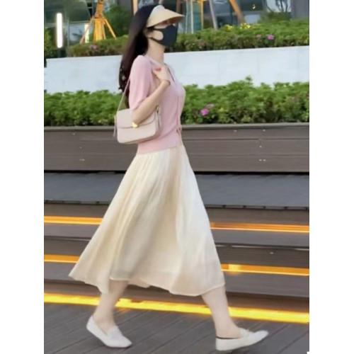 春夏動感哥弟桑蠶絲a字半身裙女遮胯顯瘦中長款休閒百搭仙女裙子