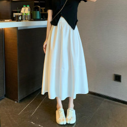 白色繖裙女夏季裙子2025春季新款小個子白裙花苞裙梨形a字半身裙