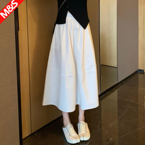 白色繖裙女夏季裙子2025春季新款小個子白裙花苞裙梨形a字半身裙