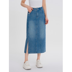 李子木夏季半身裙女2025新款a字中長款顯瘦遮胯遮肚子拼接牛仔裙