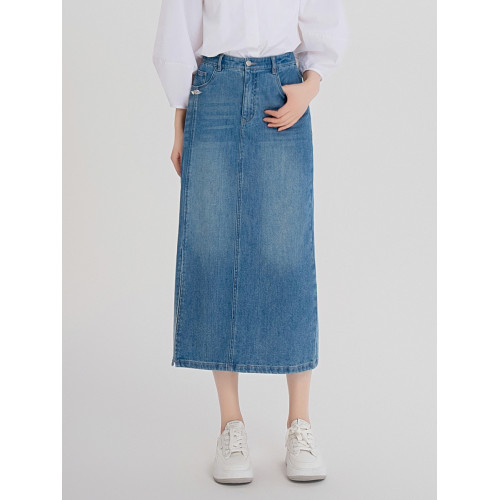 李子木夏季半身裙女2025新款a字中長款顯瘦遮胯遮肚子拼接牛仔裙 李子木夏季半身裙女2025新款a字中長款顯瘦遮胯遮肚子拼接牛仔裙