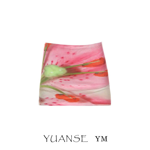 復古百合印花短款包臀裙女春秋顯高別致高級感醋酸性感辣妹短裙