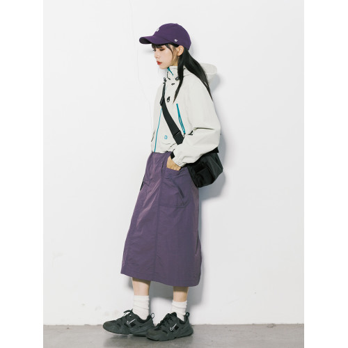 RCDB山系戶外A字中長款工裝風後開叉半身裙女防潑水露營休閒裙子