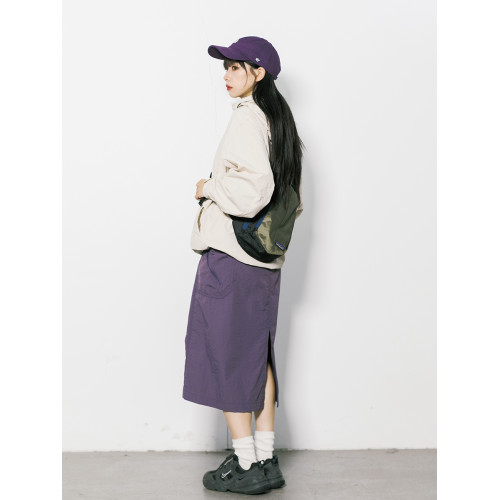 RCDB山系戶外A字中長款工裝風後開叉半身裙女防潑水露營休閒裙子