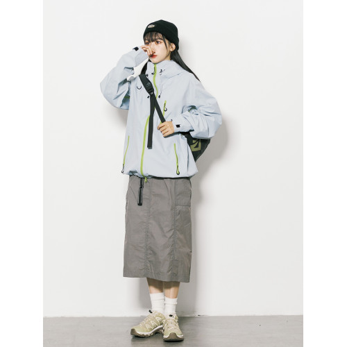 RCDB山系戶外A字中長款工裝風後開叉半身裙女防潑水露營休閒裙子