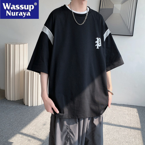 WASSUP NURAYA2024夏季港風短袖T恤男女同款青年男生潮牌寬松半袖