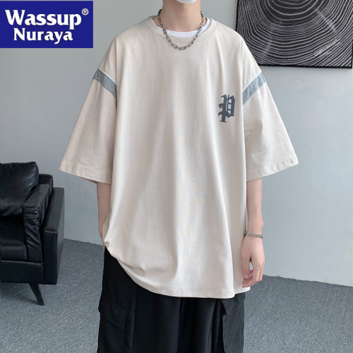 WASSUP NURAYA2024夏季港風短袖T恤男女同款青年男生潮牌寬松半袖