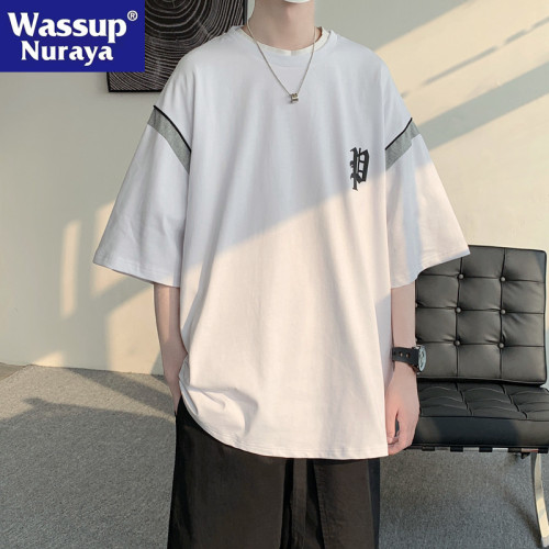 WASSUP NURAYA2024夏季港風短袖T恤男女同款青年男生潮牌寬松半袖