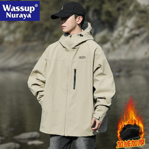 WASSUP NURAYA沖鋒衣外套男秋冬戶外防風防水加絨加厚男運動夾克