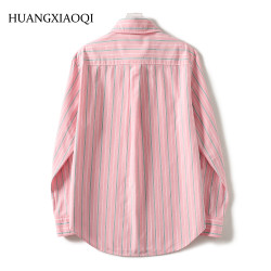Huangxiaoqi Cowboy春秋純棉牛津紡竪條紋女士長袖襯衫打底衫襯衣