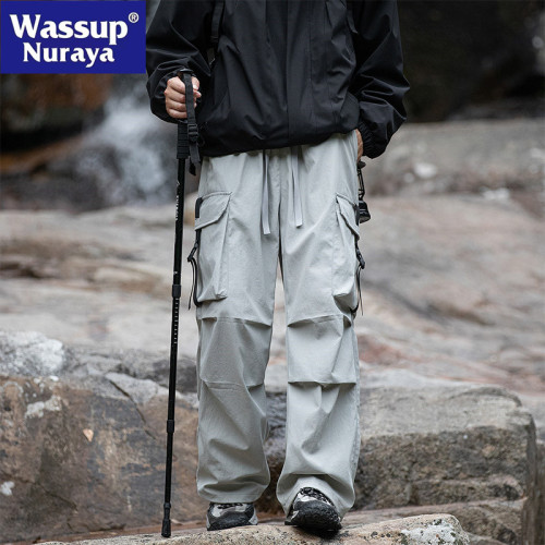 WASSUP NURAYA沖鋒褲男士褲春秋直筒戶外潮登山防水秋冬休閒長褲
