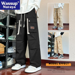 WASSUP NURAYA美式高街工裝褲男春夏寬鬆直筒痞帥休閒長褲男生潮
