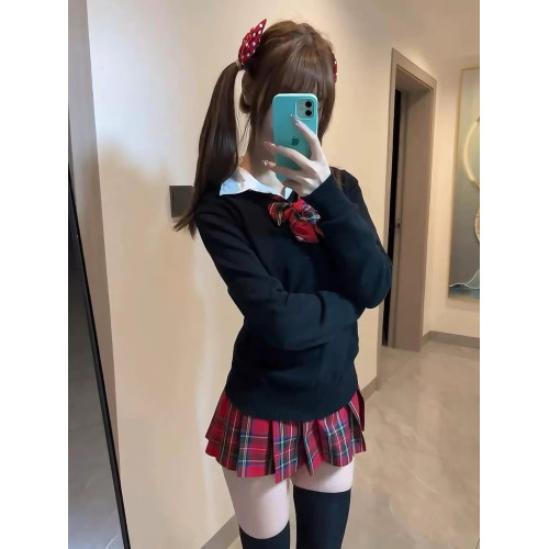 原創正版小辣椒jk製服套裝春秋日系校供感半身短裙百褶裙格子裙女
