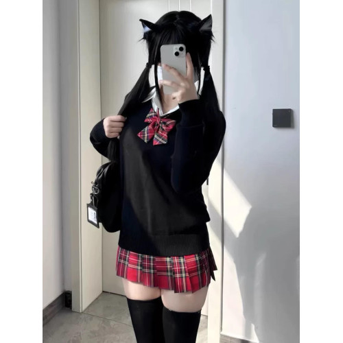 原創正版小辣椒jk製服套裝春秋日系校供感半身短裙百褶裙格子裙女