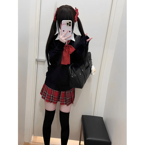 原創正版小辣椒jk製服套裝春秋日系校供感半身短裙百褶裙格子裙女