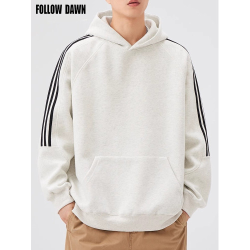 美式潮牌連帽衛衣男2025春秋季重磅三條杠休閒運動情侶上衣外套