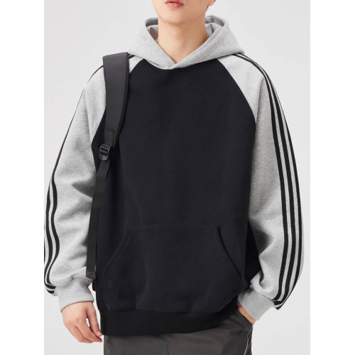 美式潮牌連帽衛衣男2025春秋季重磅三條杠休閒運動情侶上衣外套