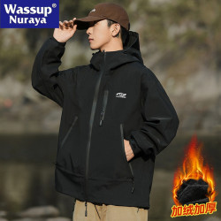 WASSUP NURAYA沖鋒衣男款外套秋冬季加絨男戶外休息防水情侶外套