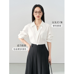 伯德小姐藍色襯衫女裝夏季職業通勤上衣教師穿搭正裝面試短袖襯衣