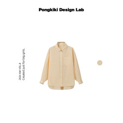 老章和小胖PONGKIKI小蛋黃襯衫女大碼寬鬆oversize顯瘦竪條紋襯衣