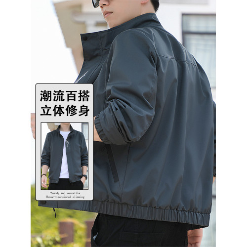 啄木鳥外套男士2025春秋季新款立領潮流胖子寬松休閒帥氣夾克衫L
